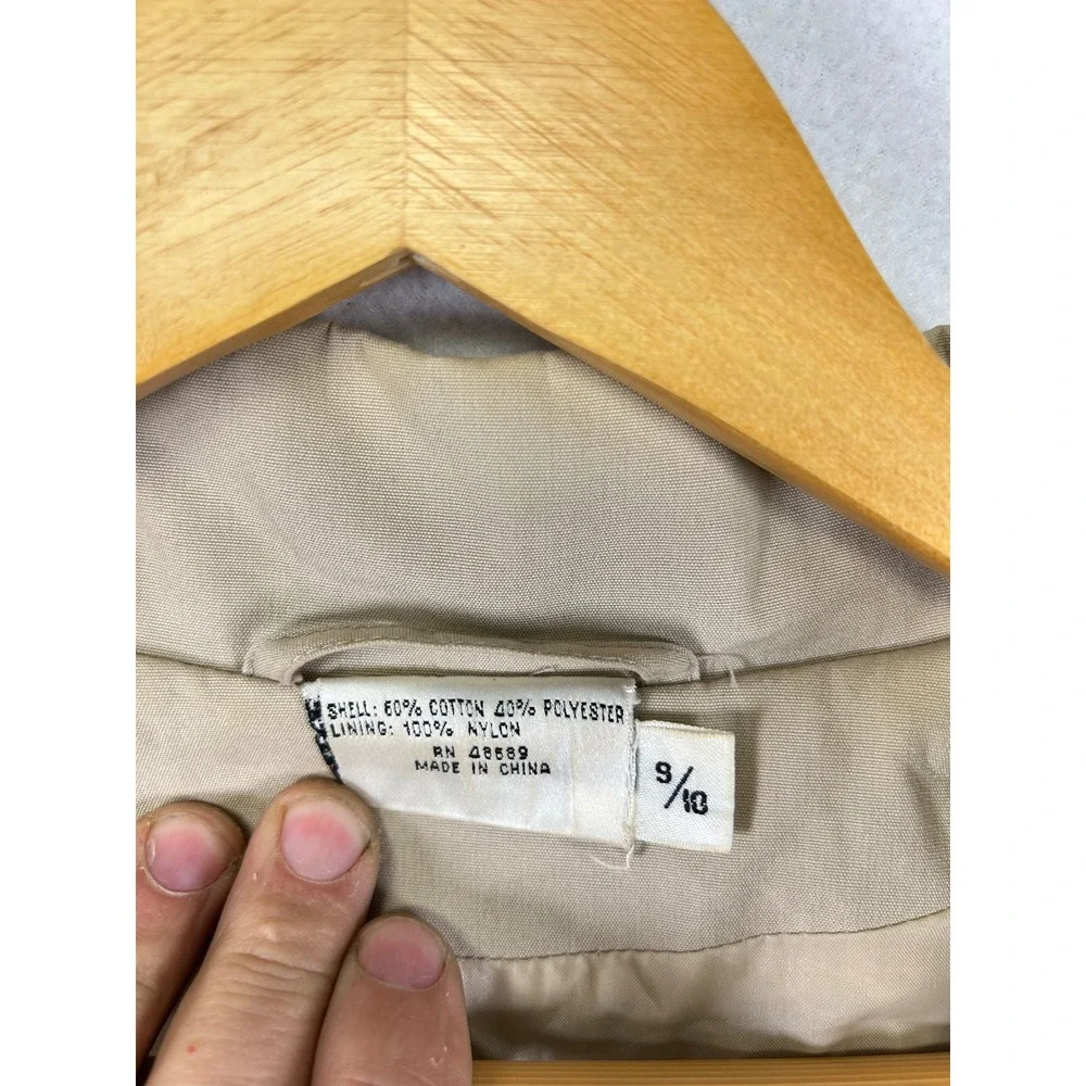 British Mist Classic Tan Double Breasted Trench Coat Belted Full Length Size 910